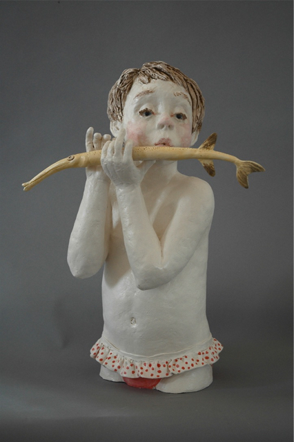 Girl with a Flute(fish) H60cm.
